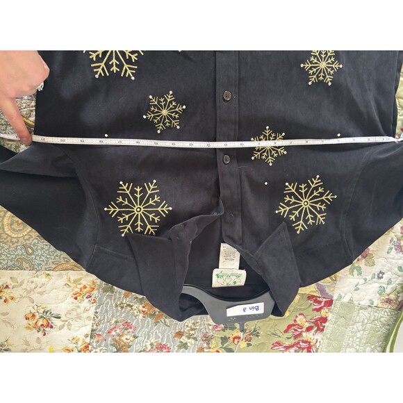 Quaker Factory Black Suit Set Jacket Gold Snowflakes Black Pants Medium - Picture 6 of 9